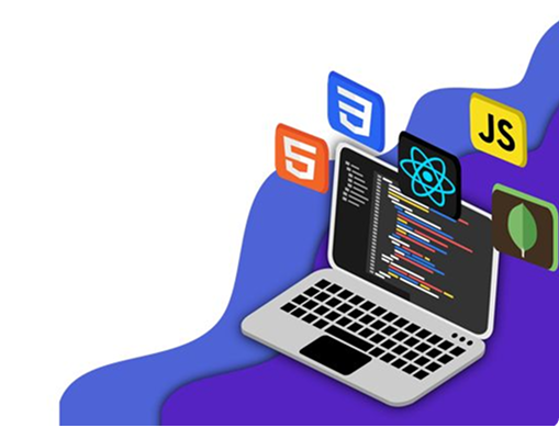 image of labtop  with react, html, css and javacript stickers